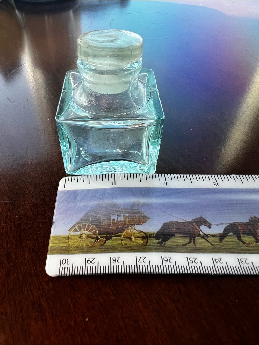 Antique Vintage Glass Sanford’s Inkwell With Glass Stopper Top - Picture 11 of 12